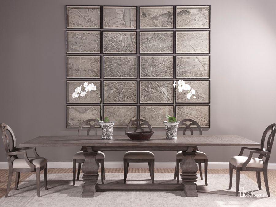 The appearance of Cohesion Program Grigio Axiom Extendable Rectangular Dining Room Set designed by Artistica Home in the traditional interior design. This gray piece of furniture  was selected by 1StopBedrooms from Cohesion Program Collection to add a touch of cosiness and style into your home. Sku: 01-2005-877C-41;01-2005-880-41-01. Table Base Style: Trestle. Product Type: Dining Room Set. Table Top Shape: Rectangular. Size: 88". Image1