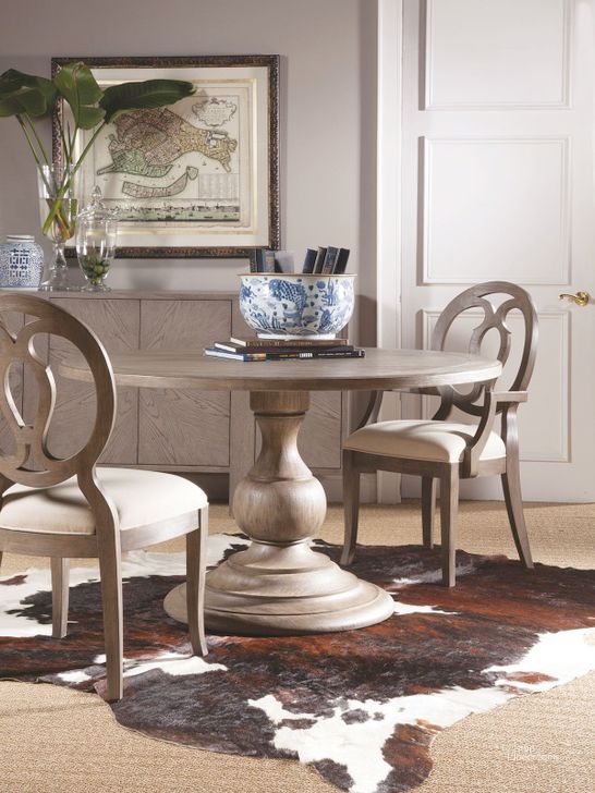 The appearance of Cohesion Program Grigio Axiom Round Dining Room Set designed by Artistica Home in the traditional interior design. This gray piece of furniture  was selected by 1StopBedrooms from Cohesion Program Collection to add a touch of cosiness and style into your home. Sku: 01-2005-870C-41;01-2005-880-41-01. Table Base Style: Pedestal. Table Top Shape: Round. Product Type: Dining Room Set. Size: 54". Image1