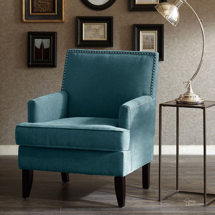 The appearance of Colton Chair In Blue designed by Olliix in the transitional interior design. This blue piece of furniture  was selected by 1StopBedrooms from Colton Collection to add a touch of cosiness and style into your home. Sku: FMY011JBH. Material: Wood. Product Type: Accent Chair. Image1