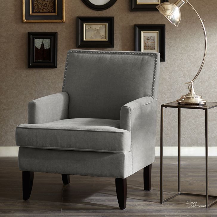 The appearance of Colton Chair In Grey designed by Olliix in the transitional interior design. This grey piece of furniture  was selected by 1StopBedrooms from Colton Collection to add a touch of cosiness and style into your home. Sku: FPF18-0160. Material: Wood. Product Type: Accent Chair. Image1