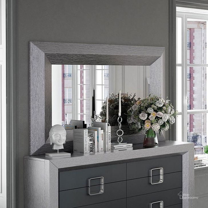 The appearance of Condor Grey Dresser Mirror 0qd2358217 designed by Luxe Linea in the modern / contemporary interior design. This grey piece of furniture  was selected by 1StopBedrooms from Condor Collection to add a touch of cosiness and style into your home. Sku: ENZODMIRROR. Material: MDF. Product Type: Dresser Mirror.
