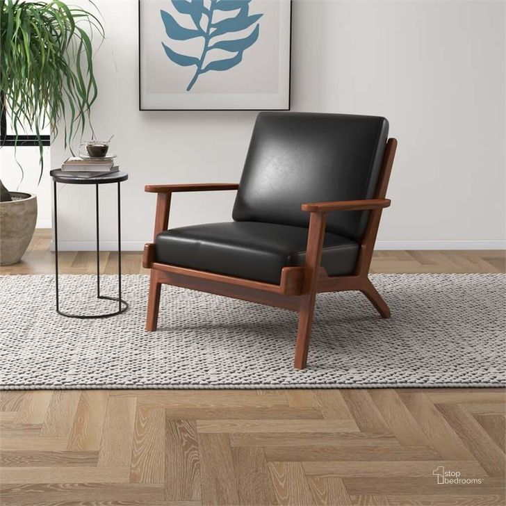 The appearance of Connor Black Leather Lounge Chair designed by Ashcroft Furniture in the transitional interior design. This black piece of furniture  was selected by 1StopBedrooms from Connor Collection to add a touch of cosiness and style into your home. Sku: AFC00049. Material: Wood. Product Type: Lounge Chair. Image1