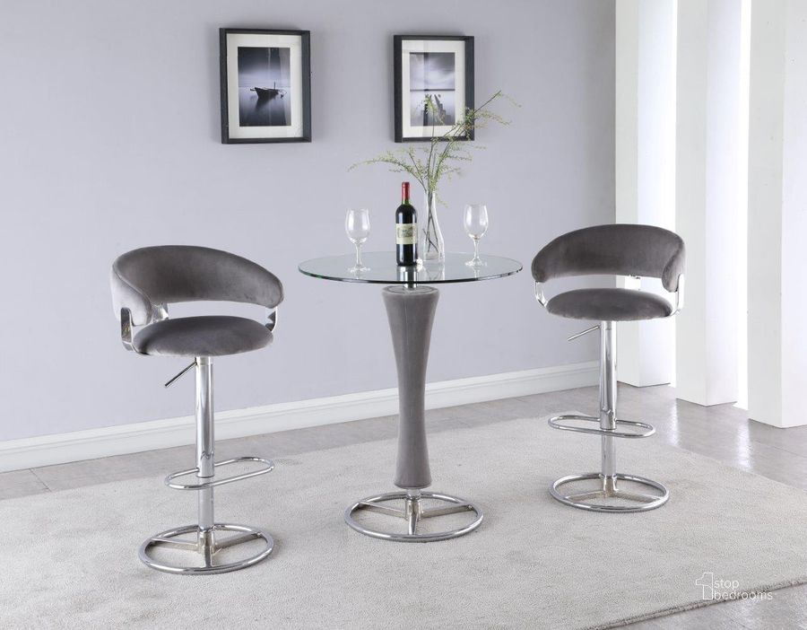 The appearance of Contemporary Height-Adjustable Gray Upholstered Stool designed by Chintaly Imports in the modern / contemporary interior design. This chrome piece of furniture  was selected by 1StopBedrooms from Daniella Collection to add a touch of cosiness and style into your home. Sku: DANIELLA-AS-GRY. Product Type: Barstool.