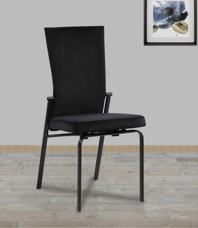 The appearance of Contemporary Motion back Side Chair Set of 2 MOLLY-SC-BLK-BLK-FAB designed by Chintaly Imports in the modern / contemporary interior design. This matte black piece of furniture  was selected by 1StopBedrooms from  to add a touch of cosiness and style into your home. Sku: MOLLY-SC-BLK-BLK-FAB. Product Type: Side Chair. Image1