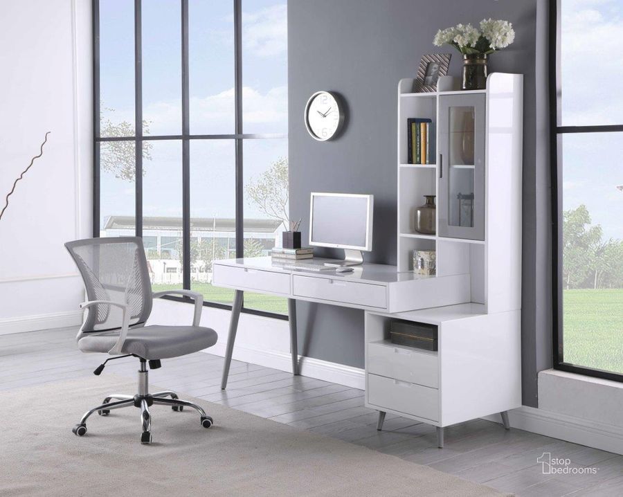 The appearance of Contemporary Pneumatic Adjustable Height Computer Chair designed by Chintaly Imports in the modern / contemporary interior design. This white and chrome piece of furniture  was selected by 1StopBedrooms from  to add a touch of cosiness and style into your home. Sku: 4005-CCH-GRY. Product Type: Office Chair. Image1