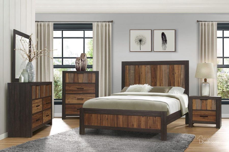 The appearance of Cooper Multi Tone Wire Brushed Panel Bedroom Set designed by Homelegance in the transitional interior design. This brown piece of furniture  was selected by 1StopBedrooms from Cooper Collection to add a touch of cosiness and style into your home. Sku: 2059-1;2059-3;2059-4. Bed Type: Panel Bed. Material: Wood. Product Type: Panel Bed. Bed Size: Queen. Image1