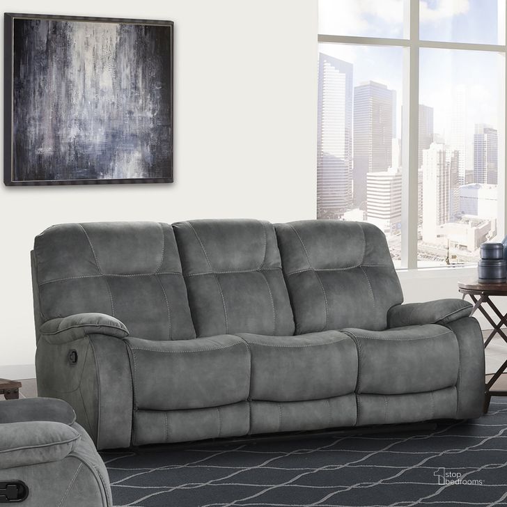 The appearance of Cooper Shadow Grey Manual Triple Reclining Sofa designed by Parker House in the transitional interior design. This grey piece of furniture  was selected by 1StopBedrooms from Cooper Collection to add a touch of cosiness and style into your home. Sku: MCOO#833-SGR. Material: Polyester. Product Type: Reclining Sofa. Image1