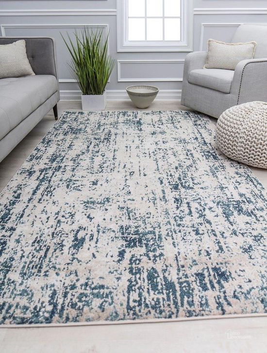 The appearance of Cora CL10A Northern Air Transitional Vintage Blue 5' x 7' Area Rug designed by Rugs America in the transitional interior design. This blue piece of furniture  was selected by 1StopBedrooms from Cora Collection to add a touch of cosiness and style into your home. Sku: RA31095. Material: Polypropylene. Product Type: Area Rugs. Image1