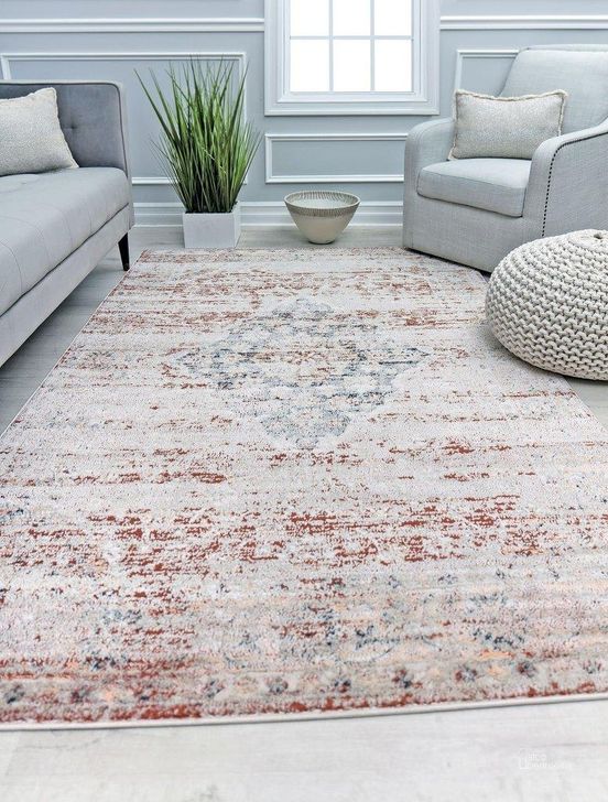 The appearance of Cora CL15B Rustique Transitional Vintage Rust 2' x 4' Area Rug designed by Rugs America in the transitional interior design. This rust piece of furniture  was selected by 1StopBedrooms from Cora Collection to add a touch of cosiness and style into your home. Sku: RA31101. Material: Polypropylene. Product Type: Area Rugs. Image1