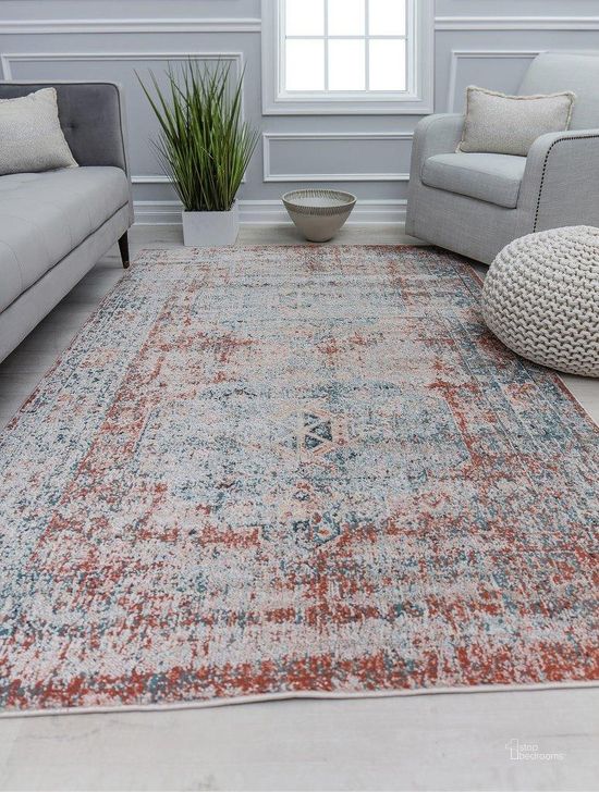 The appearance of Cora CL35A Deep Poinsettia Transitional Vintage Rust 2' x 4' Area Rug designed by Rugs America in the transitional interior design. This rust piece of furniture  was selected by 1StopBedrooms from Cora Collection to add a touch of cosiness and style into your home. Sku: RA31117. Material: Polypropylene. Product Type: Area Rugs. Image1