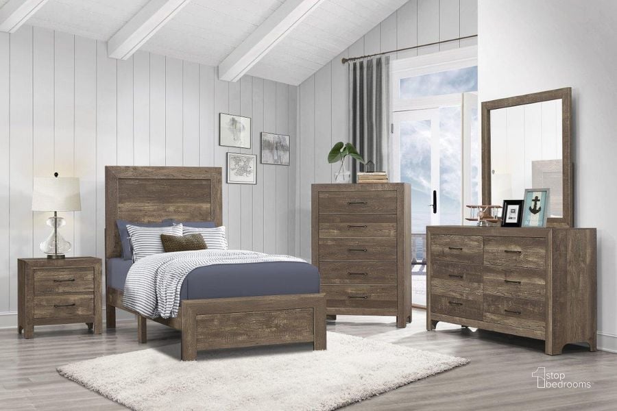 The appearance of Corbin Rustic Brown Youth Bedroom Set designed by Homelegance in the transitional interior design. This brown piece of furniture  was selected by 1StopBedrooms from Corbin Collection to add a touch of cosiness and style into your home. Sku: 1534T-1;1534-4. Bed Type: Panel Bed. Material: Wood. Product Type: Panel Bed. Bed Size: Twin. Image1