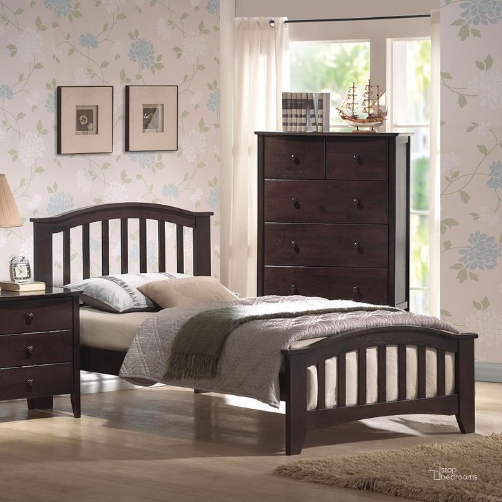 The appearance of Corby Brown Twin Slat Bed 0qb06016 designed by Off 5th Home in the transitional interior design. This brown piece of furniture  was selected by 1StopBedrooms from Corby Collection to add a touch of cosiness and style into your home. Sku: 04980T-HB;04981T-FB;04982T-R;04983T-SLATS. Material: Wood. Product Type: Slat Bed. Bed Size: Twin. Image1