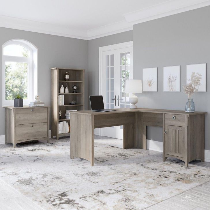 The appearance of Cosenza Driftwood Desk & Hutch designed by Polished Pine in the country / farmhouse interior design. This driftwood piece of furniture  was selected by 1StopBedrooms from Cosenza Collection to add a touch of cosiness and style into your home. Sku: SAL003DG. Product Type: Desk. Image1