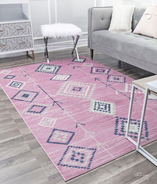 The appearance of CosmoLiving By Cosmopolitan Soleil BR15C Native Pink Tribal Moroccan pink 8'9 x 12' Area Rug designed by Rugs America in the moroccan interior design. This pink piece of furniture  was selected by 1StopBedrooms from Soleil Collection to add a touch of cosiness and style into your home. Sku: RA30434. Material: Polypropylene. Product Type: Area Rugs. Image1