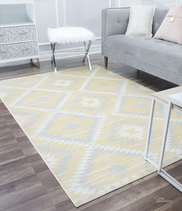 The appearance of CosmoLiving By Cosmopolitan Soleil BR30P Sunflower Tribal Moroccan yellow 8'9 x 12' Area Rug designed by Rugs America in the moroccan interior design. This yellow piece of furniture  was selected by 1StopBedrooms from Soleil Collection to add a touch of cosiness and style into your home. Sku: RA30503. Material: Polypropylene. Product Type: Area Rugs. Image1