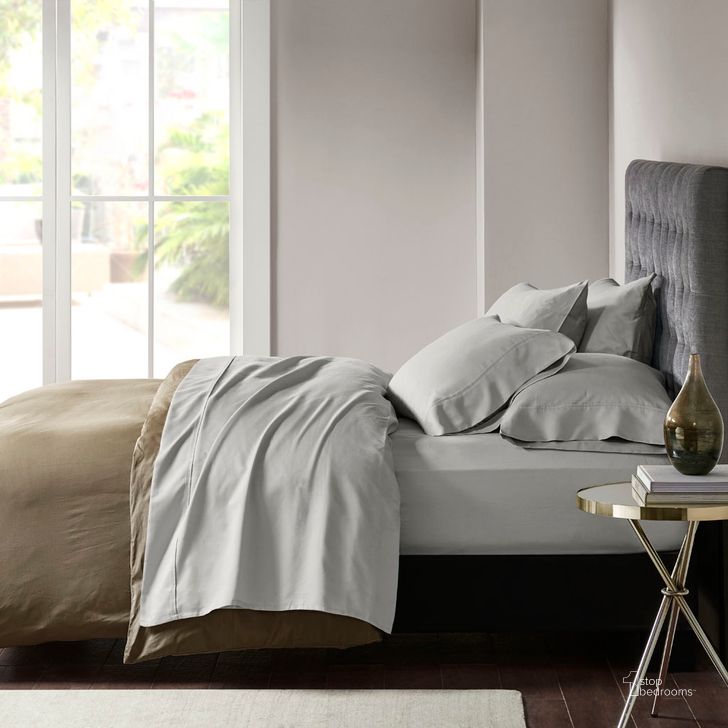 The appearance of Cotton And Polyester Sateen Blend 7Pcs Split King Sheet Set In Grey designed by Olliix in the transitional interior design. This grey piece of furniture  was selected by 1StopBedrooms from 800 Thread Count Collection to add a touch of cosiness and style into your home. Sku: MPH20-0019. Material: Polyester. Product Type: Bed Sheet. Bed Size: Split King. Image1