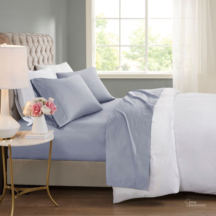The appearance of Cotton And Polyester Sateen Full Cooling Sheet Sets With Huntsman Cooling Chemical In Blue designed by Olliix in the transitional interior design. This blue piece of furniture  was selected by 1StopBedrooms from 600 Thread Count Collection to add a touch of cosiness and style into your home. Sku: BR20-1002. Material: Polyester. Bed Size: Full. Product Type: Bed Sheet. Image1