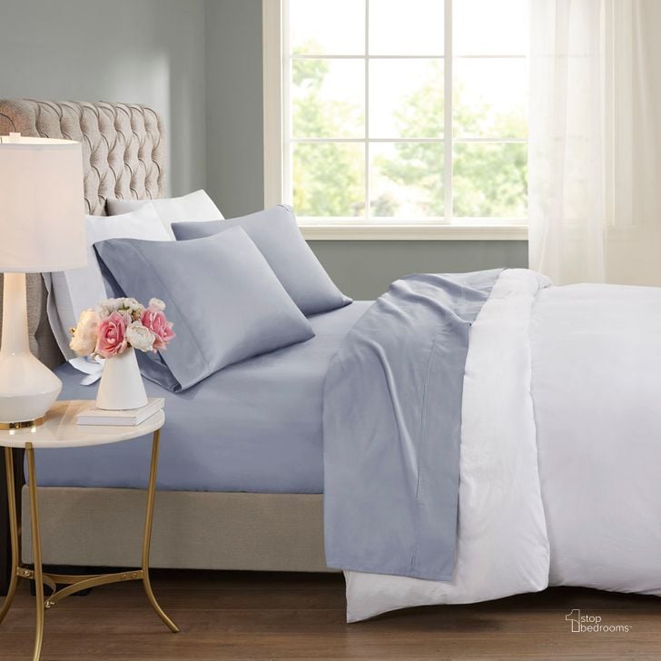 The appearance of Cotton And Polyester Sateen Queen Cooling Sheet Sets With Huntsman Cooling Chemical In Blue designed by Olliix in the transitional interior design. This blue piece of furniture  was selected by 1StopBedrooms from 600 Thread Count Collection to add a touch of cosiness and style into your home. Sku: BR20-1003. Material: Polyester. Bed Size: Queen. Product Type: Bed Sheet. Image1