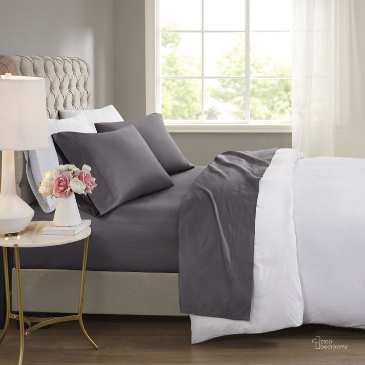 The appearance of Cotton And Polyester Sateen King Cooling Sheet Sets With Huntsman Cooling Chemical In Charcoal designed by Olliix in the transitional interior design. This charcoal piece of furniture  was selected by 1StopBedrooms from 600 Thread Count Collection to add a touch of cosiness and style into your home. Sku: BR20-1008. Material: Polyester. Bed Size: King. Product Type: Bed Sheet. Image1