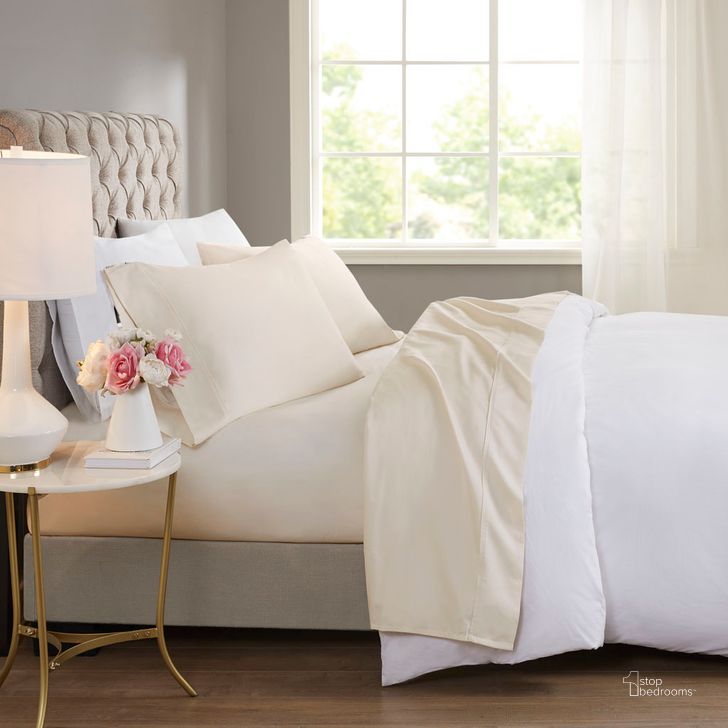 The appearance of Cotton And Polyester Sateen Full Cooling Sheet Sets With Huntsman Cooling Chemical In Ivory designed by Olliix in the transitional interior design. This ivory piece of furniture  was selected by 1StopBedrooms from 600 Thread Count Collection to add a touch of cosiness and style into your home. Sku: BR20-0990. Material: Polyester. Bed Size: Full. Product Type: Bed Sheet. Image1