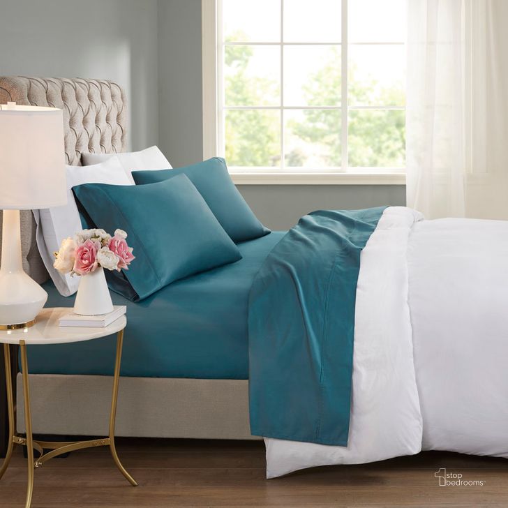The appearance of Cotton And Polyester Sateen Full Cooling Sheet Sets With Huntsman Cooling Chemical In Teal designed by Olliix in the transitional interior design. This teal piece of furniture  was selected by 1StopBedrooms from 600 Thread Count Collection to add a touch of cosiness and style into your home. Sku: BR20-1919. Material: Polyester. Bed Size: Full. Product Type: Bed Sheet. Image1