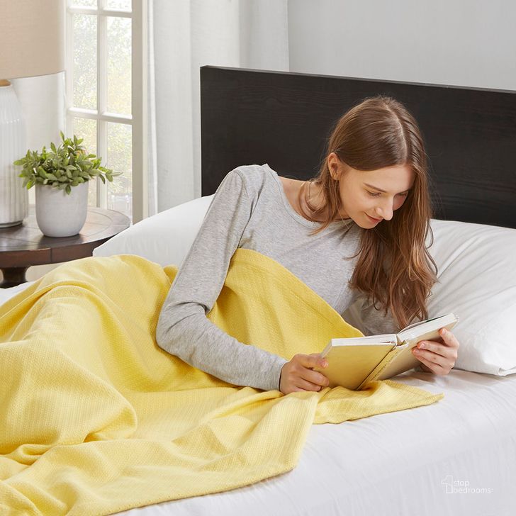 The appearance of Cotton Twin Blanket With 1 Inch Self Hem In Yellow designed by Olliix in the transitional interior design. This yellow piece of furniture  was selected by 1StopBedrooms from Liquid Cotton Collection to add a touch of cosiness and style into your home. Sku: MP51N-4237. Bed Size: Twin. Material: Cotton. Product Type: Throw. Image1
