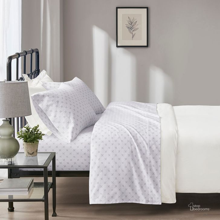 The appearance of Cotton Flannel Oversized Queen Sheet Set In Grey Petals designed by Olliix in the transitional interior design. This grey petals piece of furniture  was selected by 1StopBedrooms from Oversized Flannel Collection to add a touch of cosiness and style into your home. Sku: BR20-1861. Bed Size: Queen. Material: Cotton. Product Type: Bed Sheet. Image1