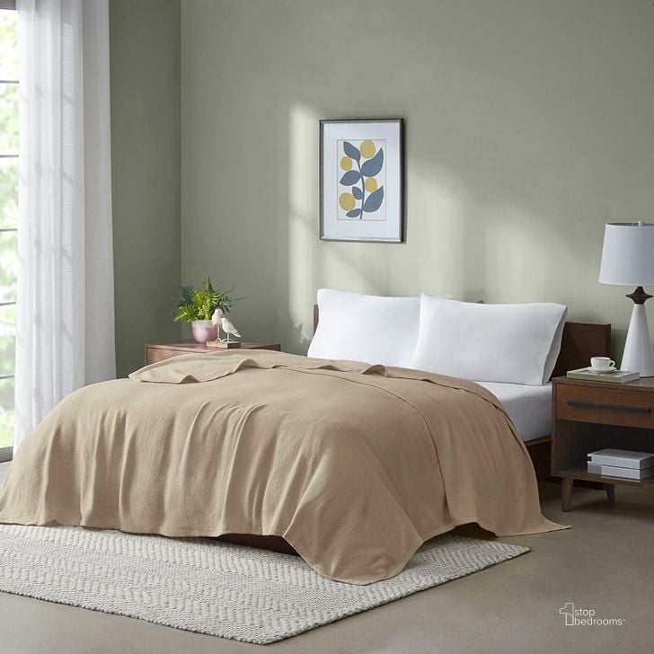 The appearance of Cotton Freshspun Basketweave Twin Blanket With 1 Inch Self Hem In Khaki designed by Olliix in the transitional interior design. This khaki piece of furniture  was selected by 1StopBedrooms from Freshspun Basketweave Collection to add a touch of cosiness and style into your home. Sku: BL51N-0860. Bed Size: Twin. Material: Cotton. Product Type: Throw. Image1