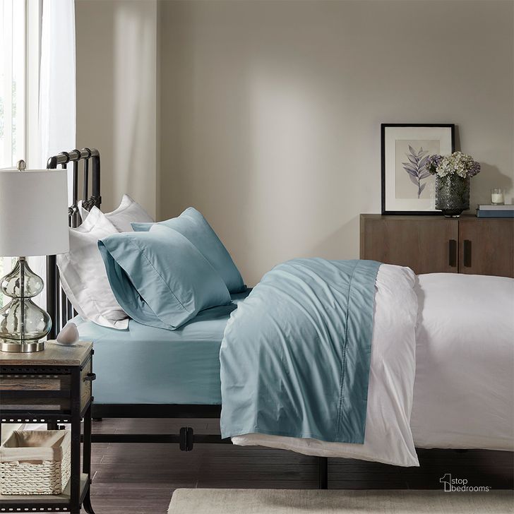 The appearance of Cotton Peached Percale Twin Sheet Set In Teal designed by Olliix in the transitional interior design. This teal piece of furniture  was selected by 1StopBedrooms from Peached Percale Collection to add a touch of cosiness and style into your home. Sku: MP20-5382. Bed Size: Twin. Material: Cotton. Product Type: Bed Sheet. Image1