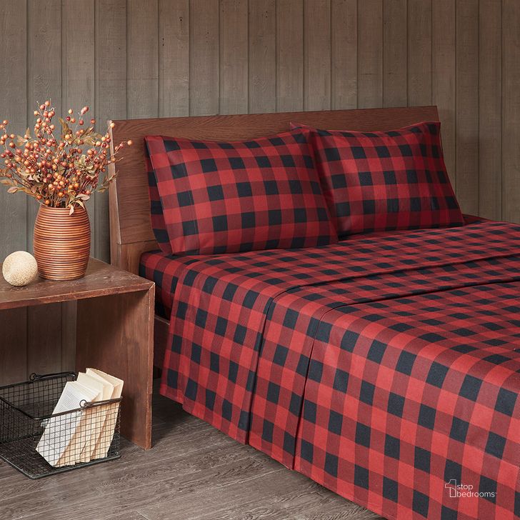 The appearance of Cotton Printed Queen Sheet Set In Red/Black Buffalo Check designed by Olliix in the cabin / lodge interior design. This red/black buffalo check piece of furniture  was selected by 1StopBedrooms from Flannel Collection to add a touch of cosiness and style into your home. Sku: WR20-2285. Bed Size: Queen. Material: Cotton. Product Type: Bed Sheet. Image1