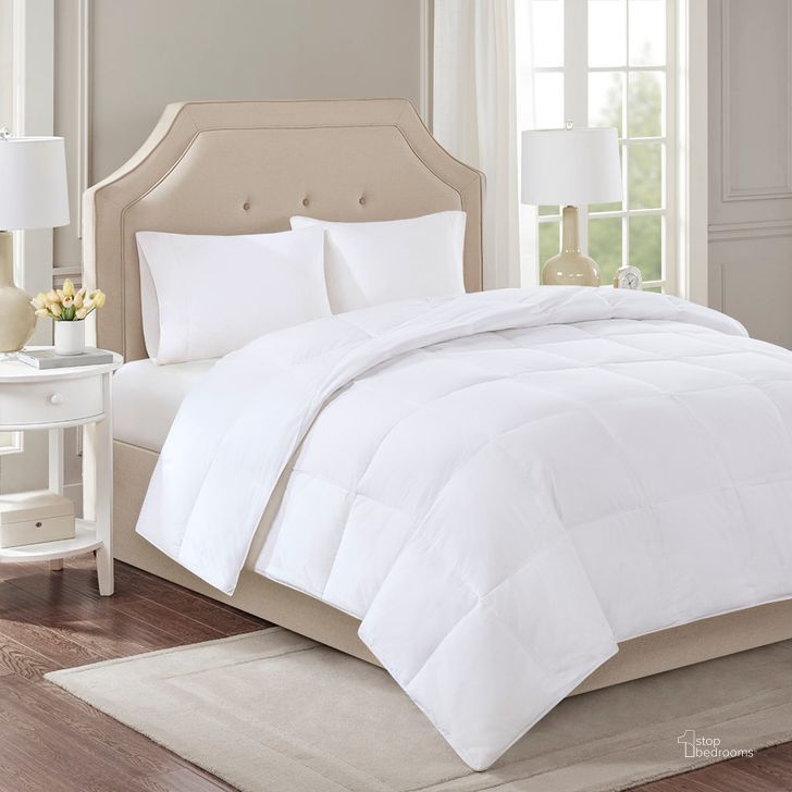 The appearance of Cotton Sateen With Stain Down Twin Comforter In White designed by Olliix in the transitional interior design. This white piece of furniture  was selected by 1StopBedrooms from Level 2 Collection to add a touch of cosiness and style into your home. Sku: TN10-0055. Bed Size: Twin. Material: Cotton. Product Type: Comforter Set. Image1