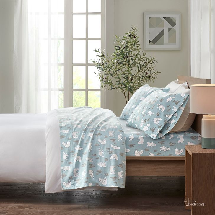 The appearance of Cozy Cotton Flannel Printed Twin Sheet Set In Blue Polar Bears designed by Olliix in the transitional interior design. This blue polar bears piece of furniture  was selected by 1StopBedrooms from Cozy Flannel Collection to add a touch of cosiness and style into your home. Sku: TN20-0263. Bed Size: Twin. Material: Cotton. Product Type: Bed Sheet. Image1