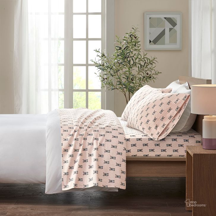 The appearance of Cozy Cotton Flannel Printed King Sheet Set In Pink French Bulldog designed by Olliix in the transitional interior design. This pink french bulldog piece of furniture  was selected by 1StopBedrooms from Cozy Flannel Collection to add a touch of cosiness and style into your home. Sku: TN20-0231. Bed Size: King. Material: Cotton. Product Type: Bed Sheet. Image1