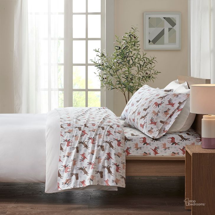 The appearance of Cozy Cotton Flannel Printed King Sheet Set In Reindeer designed by Olliix in the transitional interior design. This reindeer piece of furniture  was selected by 1StopBedrooms from Cozy Flannel Collection to add a touch of cosiness and style into your home. Sku: TN20-0424. Bed Size: King. Material: Cotton. Product Type: Bed Sheet. Image1