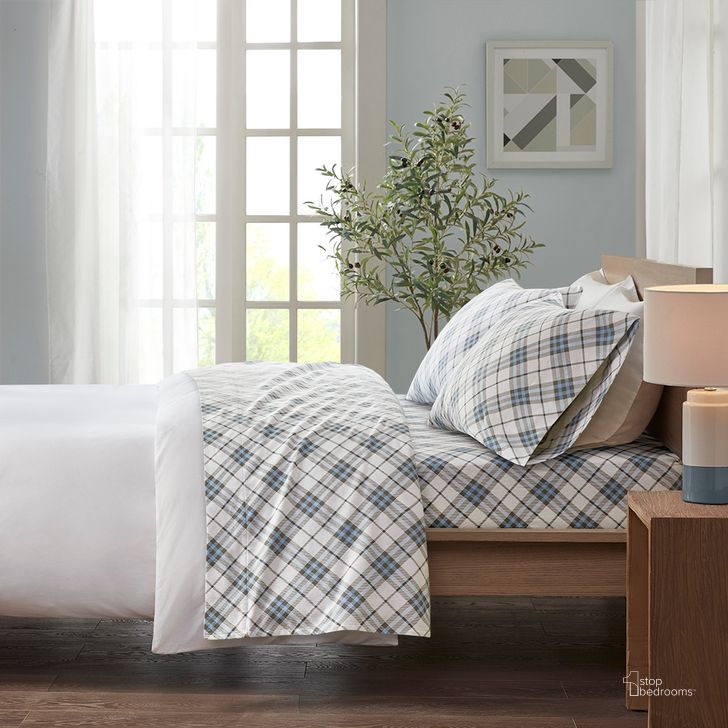 The appearance of Cozy Cotton Flannel Full Sheet Set In Blue Plaid designed by Olliix in the transitional interior design. This blue plaid piece of furniture  was selected by 1StopBedrooms from Cozy Flannel Collection to add a touch of cosiness and style into your home. Sku: TN20-0082. Bed Size: Full. Material: Cotton. Product Type: Bed Sheet. Image1