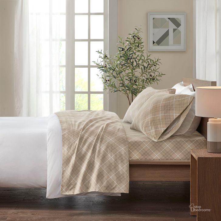 The appearance of Cozy Cotton Flannel King Sheet Set In Tan Plaid designed by Olliix in the transitional interior design. This tan plaid piece of furniture  was selected by 1StopBedrooms from Cozy Flannel Collection to add a touch of cosiness and style into your home. Sku: TN20-0074. Bed Size: King. Material: Cotton. Product Type: Bed Sheet. Image1