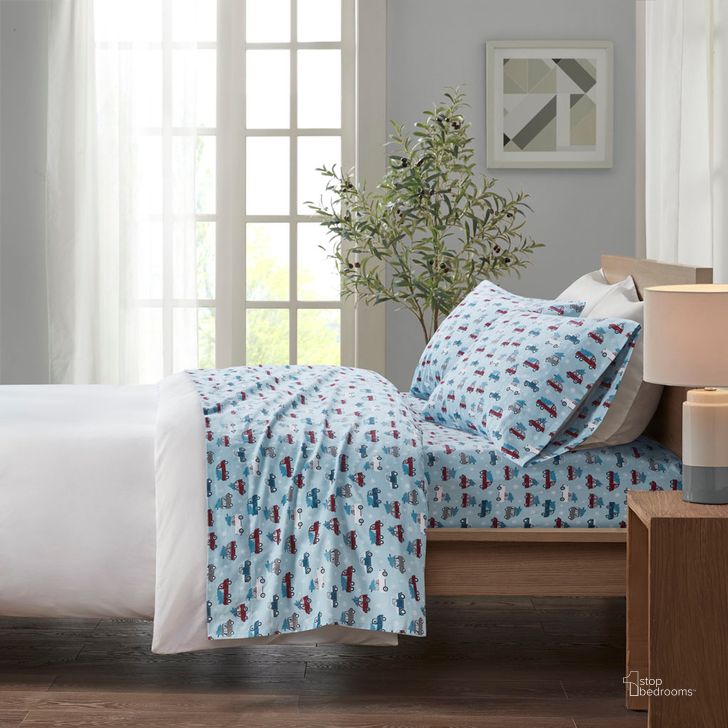 The appearance of Cozy Cotton Printed Full Sheet Set In Blue Cars designed by Olliix in the transitional interior design. This blue cars piece of furniture  was selected by 1StopBedrooms from Cozy Flannel Collection to add a touch of cosiness and style into your home. Sku: TN20-0468. Bed Size: Full. Material: Cotton. Product Type: Bed Sheet. Image1