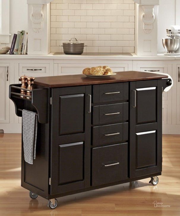 The appearance of Create-A-Cart Black Kitchen Cart 9100-1047G designed by Homestyles in the traditional interior design. This black piece of furniture  was selected by 1StopBedrooms from Create-A-Cart Collection to add a touch of cosiness and style into your home. Sku: 9100-004;9100-107. Material: Wood. Product Type: Kitchen Cart.