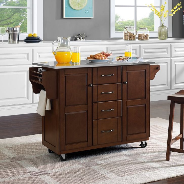The appearance of Create-A-Cart Brown Kitchen Cart 9100-1076G designed by Homestyles in the traditional interior design. This dark brown piece of furniture  was selected by 1StopBedrooms from Create-A-Cart Collection to add a touch of cosiness and style into your home. Sku: 9100-007;9100-107. Material: Wood. Product Type: Kitchen Cart. Image1