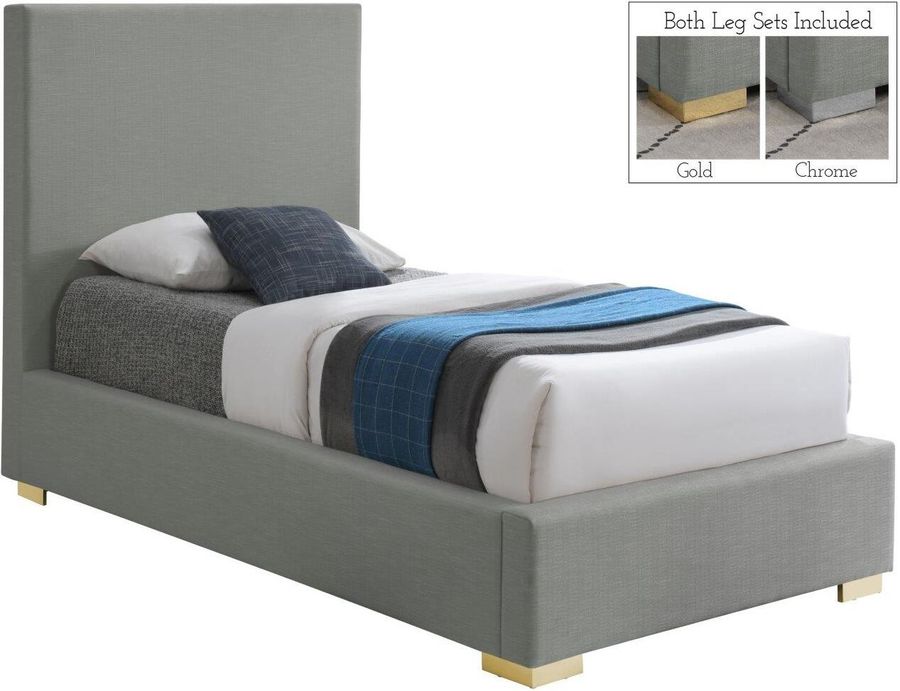 The appearance of Crosby Grey Linen Fabric Twin Bed designed by Meridian in the modern / contemporary interior design. This grey linen fabric piece of furniture  was selected by 1StopBedrooms from Crosby Collection to add a touch of cosiness and style into your home. Sku: CrosbyGrey-T-1;CrosbyGrey-T-2. Bed Type: Platform Bed. Material: Metal. Product Type: Platform Bed. Bed Size: Twin. Image1