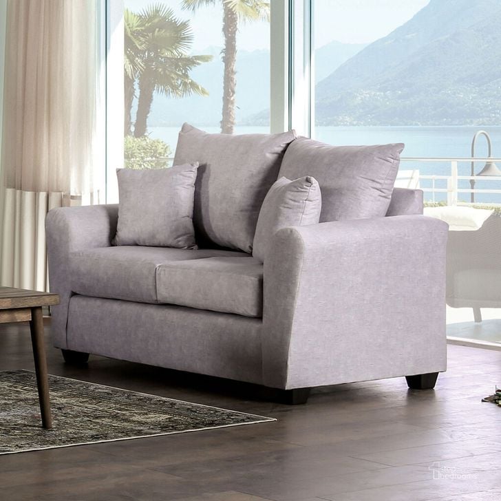 The appearance of Croydon Loveseat In Light Gray designed by Furniture of America in the modern / contemporary interior design. This light gray piece of furniture  was selected by 1StopBedrooms from Croydon Collection to add a touch of cosiness and style into your home. Sku: SM7755-LV. Material: Wood. Product Type: Loveseat. Image1