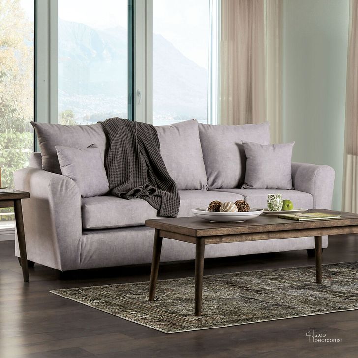 The appearance of Croydon Sofa In Light Gray designed by Furniture of America in the modern / contemporary interior design. This light gray piece of furniture  was selected by 1StopBedrooms from Croydon Collection to add a touch of cosiness and style into your home. Sku: SM7755-SF. Material: Wood. Product Type: Sofa. Image1