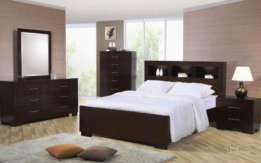The appearance of Jessica Bedroom Set - 200719 designed by Coaster in the transitional interior design. This brown piece of furniture  was selected by 1StopBedrooms from Jessica Collection to add a touch of cosiness and style into your home. Sku: 200719QB1;200719QB2;200719QB3;200719QB4;200712. Bed Type: Bookcase Bed. Material: Wood. Product Type: Bookcase Bed. Bed Size: Queen. Image1