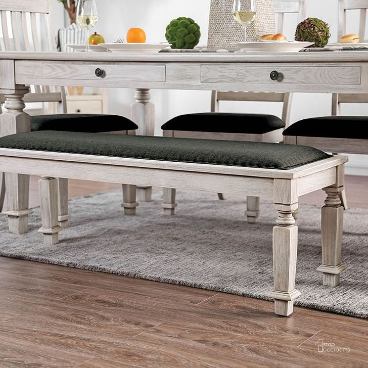 The appearance of Culloden Two-Tone Color Dining Bench 0qd2348483 designed by Bennett Interiors in the transitional interior design. This two-tone color piece of furniture  was selected by 1StopBedrooms from Culloden Collection to add a touch of cosiness and style into your home. Sku: CM3089BN. Material: Wood. Product Type: Dining Bench. Image1