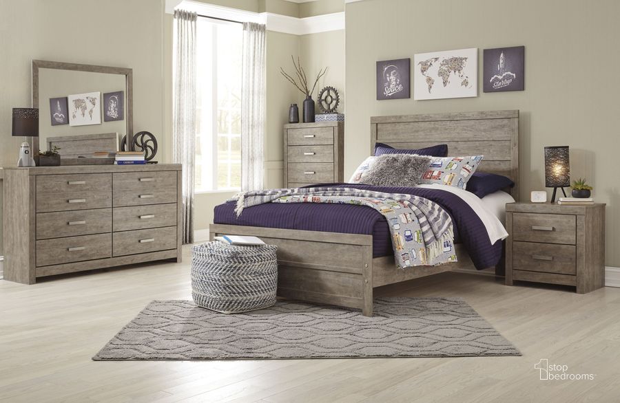 The appearance of Culverbach Gray Youth Panel Bedroom Set designed by Signature Design by Ashley in the rustic / southwestern interior design. This gray piece of furniture  was selected by 1StopBedrooms from Culverbach Collection to add a touch of cosiness and style into your home. Sku: B070-55;B070-86;B070-92. Bed Type: Panel Bed. Material: Wood. Product Type: Panel Bed. Bed Size: Full. Image1