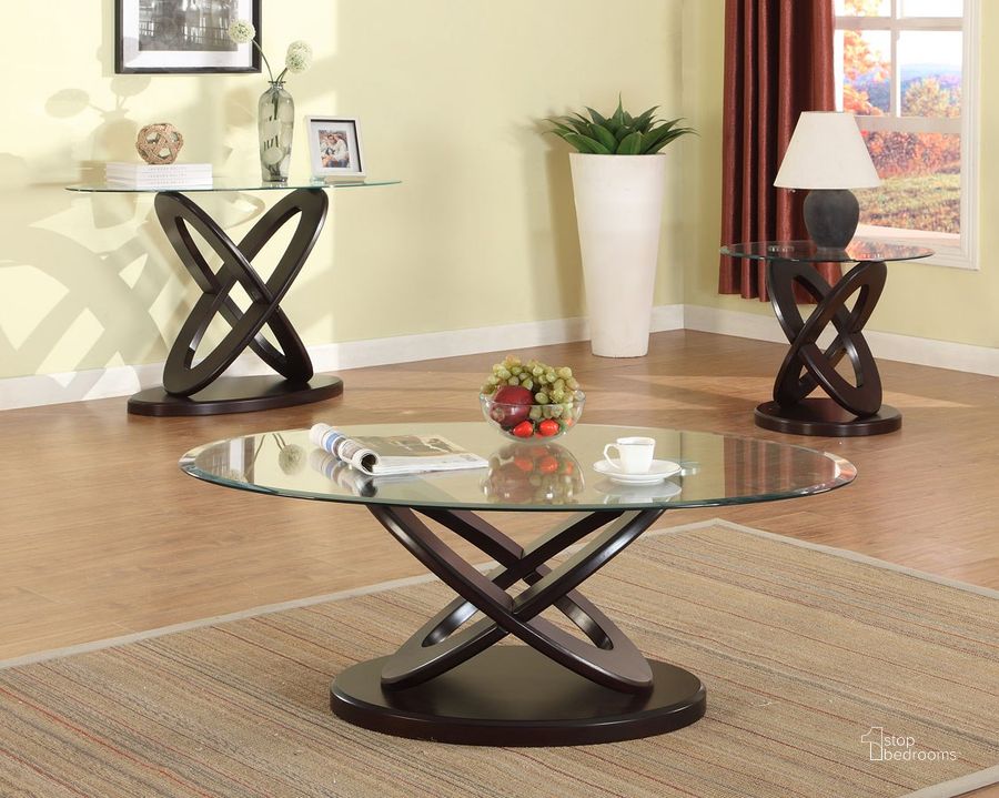 The appearance of Cyclone Occasional Table Set designed by Crown Mark in the transitional interior design. This brown piece of furniture  was selected by 1StopBedrooms from Cyclone Collection to add a touch of cosiness and style into your home. Sku: 4235-01-BASE;4235-01-GL;4235-02-BASE;4235-02-GL. Product Type: Occasional Table Set. Image1