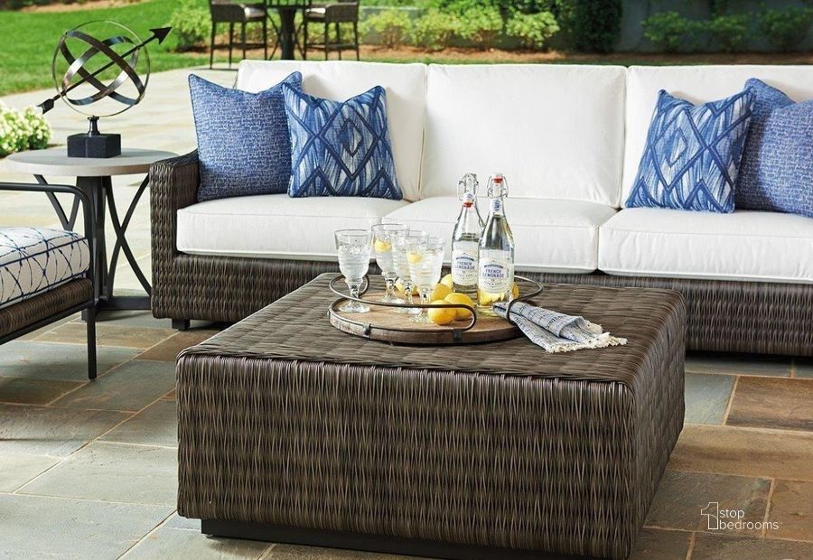 The appearance of Cypress Point Ocean Terrace Aged Iron Outdoor Square Occasional Table Set designed by Tommy Bahama in the transitional interior design. This gray piece of furniture  was selected by 1StopBedrooms from Cypress Point Ocean Terrace Collection to add a touch of cosiness and style into your home. Sku: 01-3900-947;01-3900-951. Material: Wood. Product Type: Outdoor Conversation Set. Image1