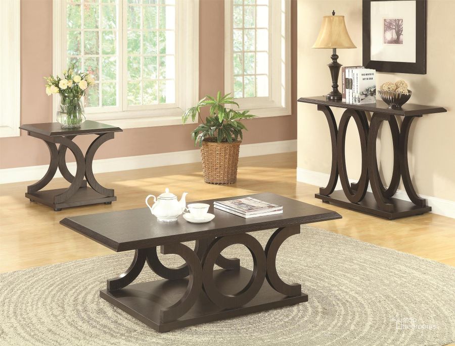 The appearance of Cyrill Brown Occasional Table Set designed by Isaac Tahari in the transitional interior design. This brown piece of furniture  was selected by 1StopBedrooms from Cyrill Collection to add a touch of cosiness and style into your home. Sku: 703148;703147. Material: Wood. Product Type: Occasional Table Set. Table Top Shape: Rectangular. Image1