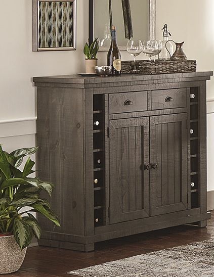 The appearance of Willow Distressed Dark Gray Server designed by Progressive Furniture in the transitional interior design. This gray piece of furniture  was selected by 1StopBedrooms from Willow Collection to add a touch of cosiness and style into your home. Sku: D801-56. Material: Wood. Product Type: Server. Image1