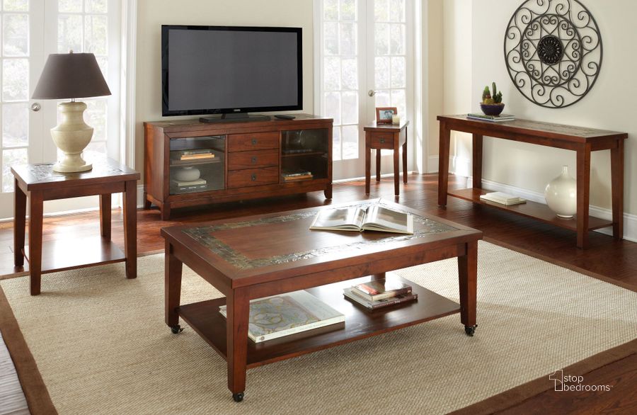 The appearance of Davenport Medium Brown Occasional Table Set designed by Steve Silver in the transitional interior design. This brown piece of furniture  was selected by 1StopBedrooms from Davenport Collection to add a touch of cosiness and style into your home. Sku: DA150C;DA200E. Material: Wood. Product Type: Occasional Table Set. Image1